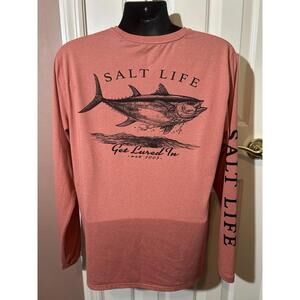 Salt Life Shirt Mens Medium Fishing Moisture Wicking Long Sleeve Tuna